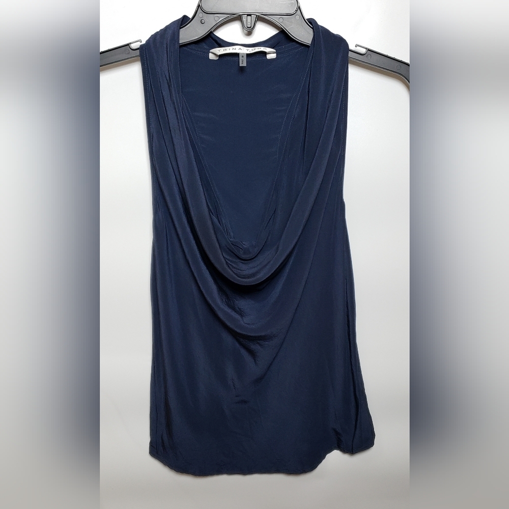 Trina Turk Women's 100% Silk Navy Blue Dress Tank Size Small